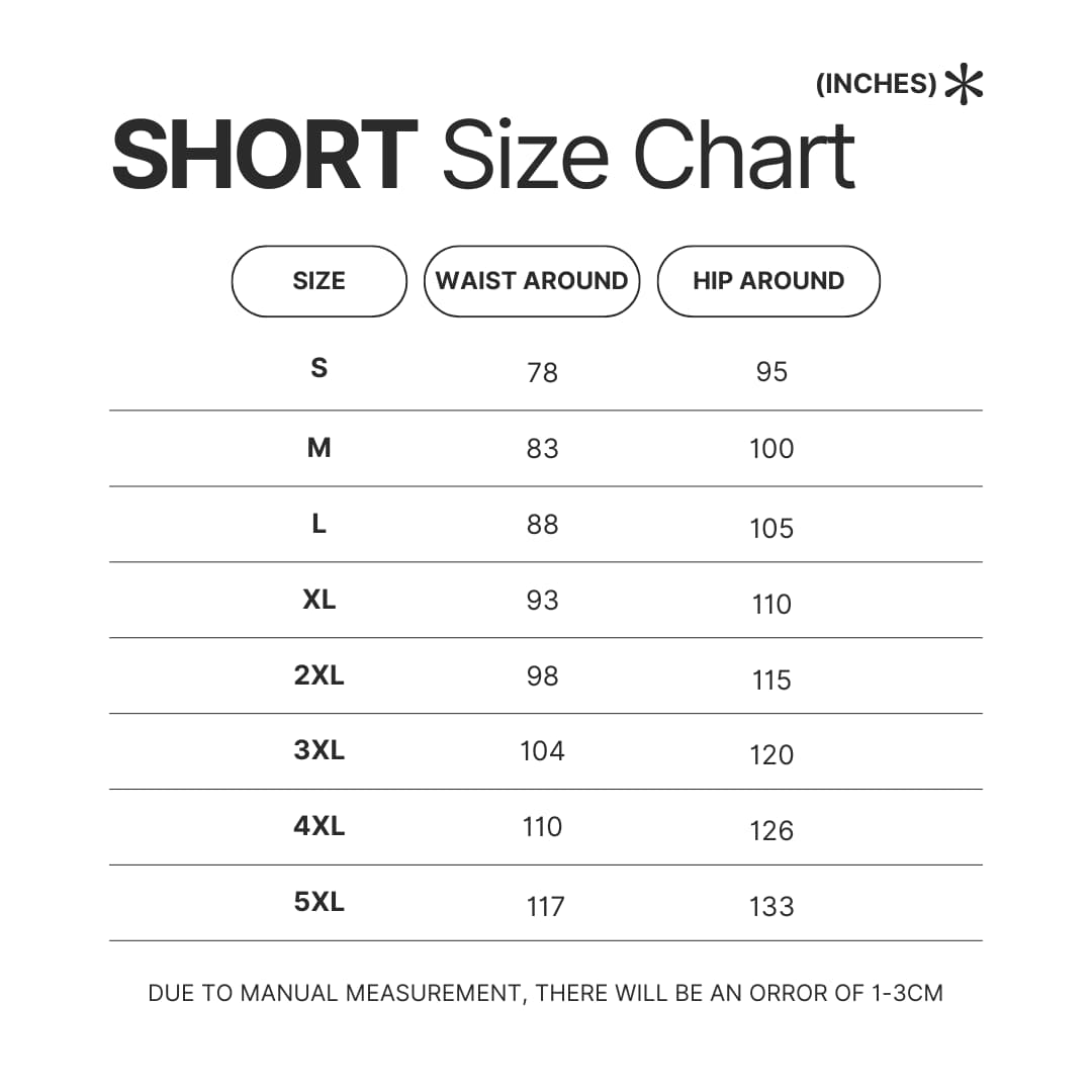 Short Size Chart - Badtz-Maru Shop